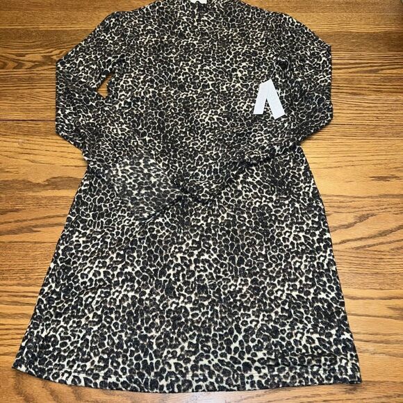 NORDSTROM Abound Animal Print Mini Dress Small Mock Neck Leopard NWT - Picture 1 of 4
